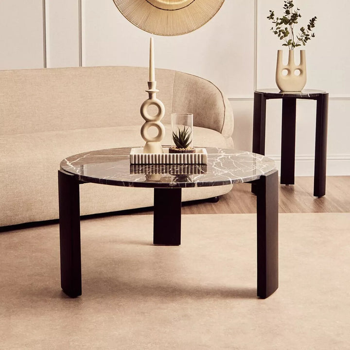 Palermo Round Top Coffee Table - Black Marble