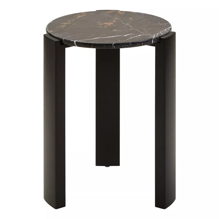 Palermo Round Top Side Table - Black Marble