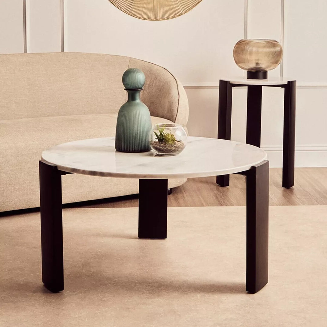 Palermo Round Top Side Table - White Marble