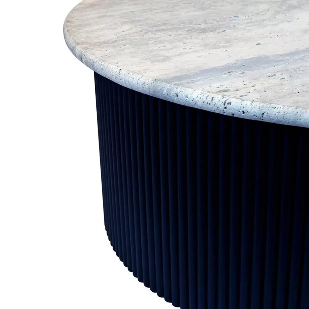 Walton Travertine Top Acacia Wood Coffee Table - Black