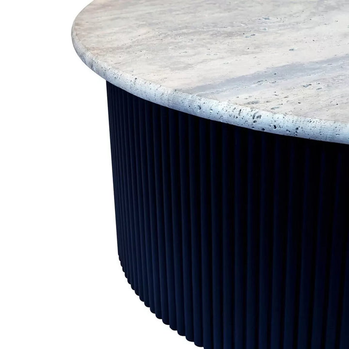 Walton Travertine Top Acacia Wood Coffee Table - Black