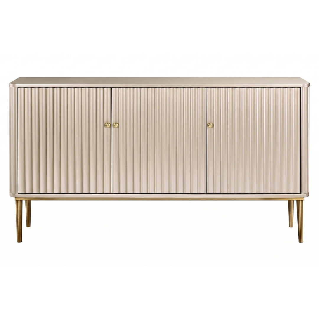 Duska Three Door Flute Detail Sideboard - Champagne Gold