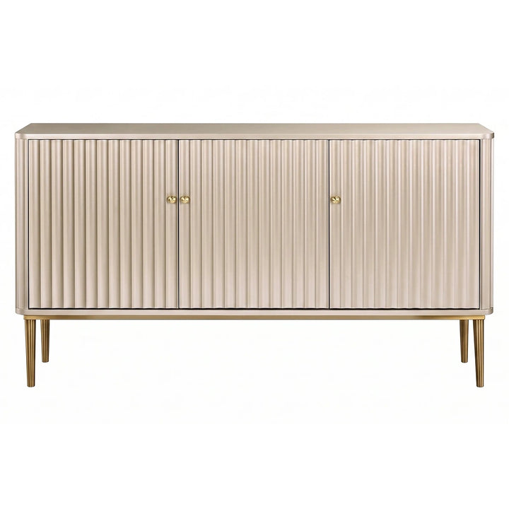 Duska Three Door Flute Detail Sideboard - Champagne Gold