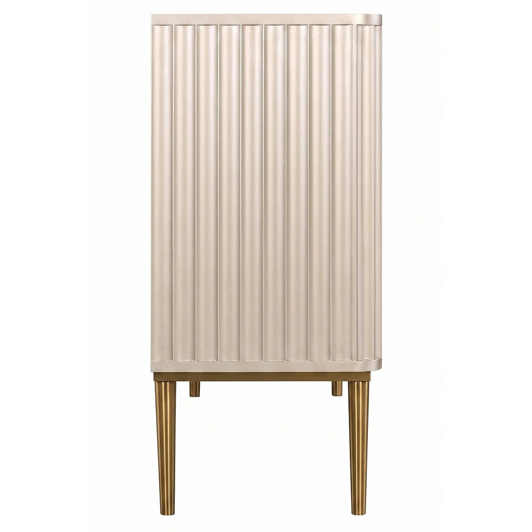 Duska Three Door Flute Detail Sideboard - Champagne Gold