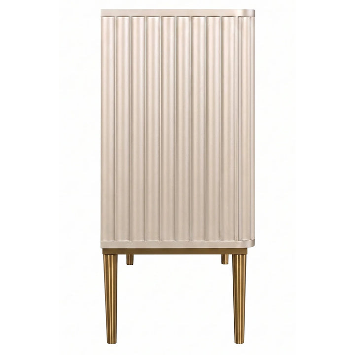 Duska Three Door Flute Detail Sideboard - Champagne Gold