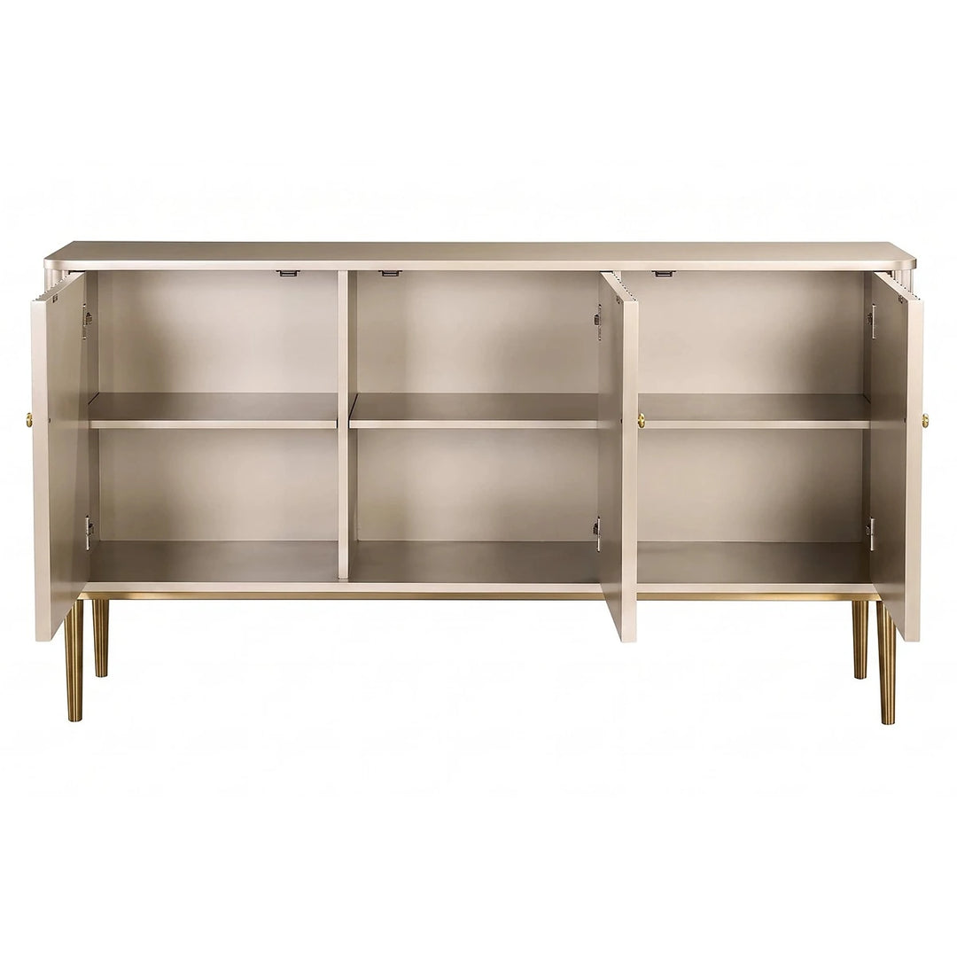 Duska Three Door Flute Detail Sideboard - Champagne Gold