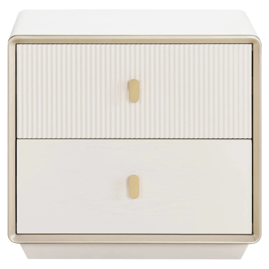 Dorota Two Drawer Bedside Table - Ivory