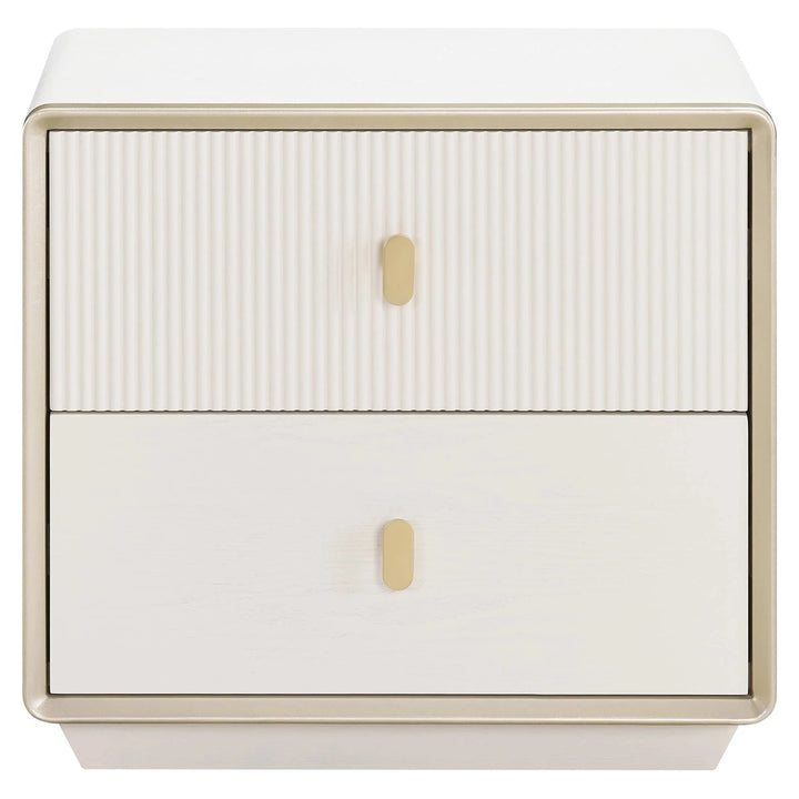 Dorota Two Drawer Bedside Table - Ivory