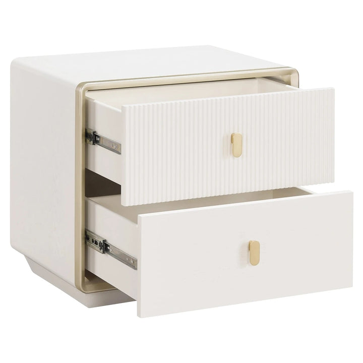 Dorota Two Drawer Bedside Table - Ivory