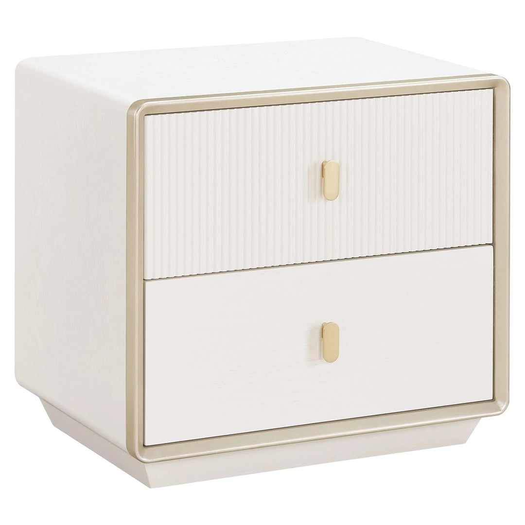 Dorota Two Drawer Bedside Table - Ivory