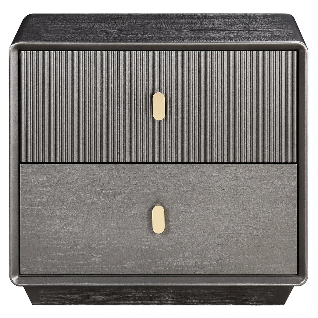 Dorota Two Drawer Bedside Table - Brown Grey
