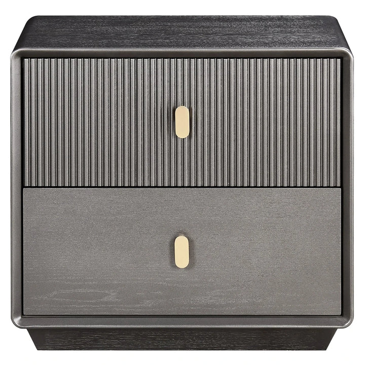 Dorota Two Drawer Bedside Table - Brown Grey