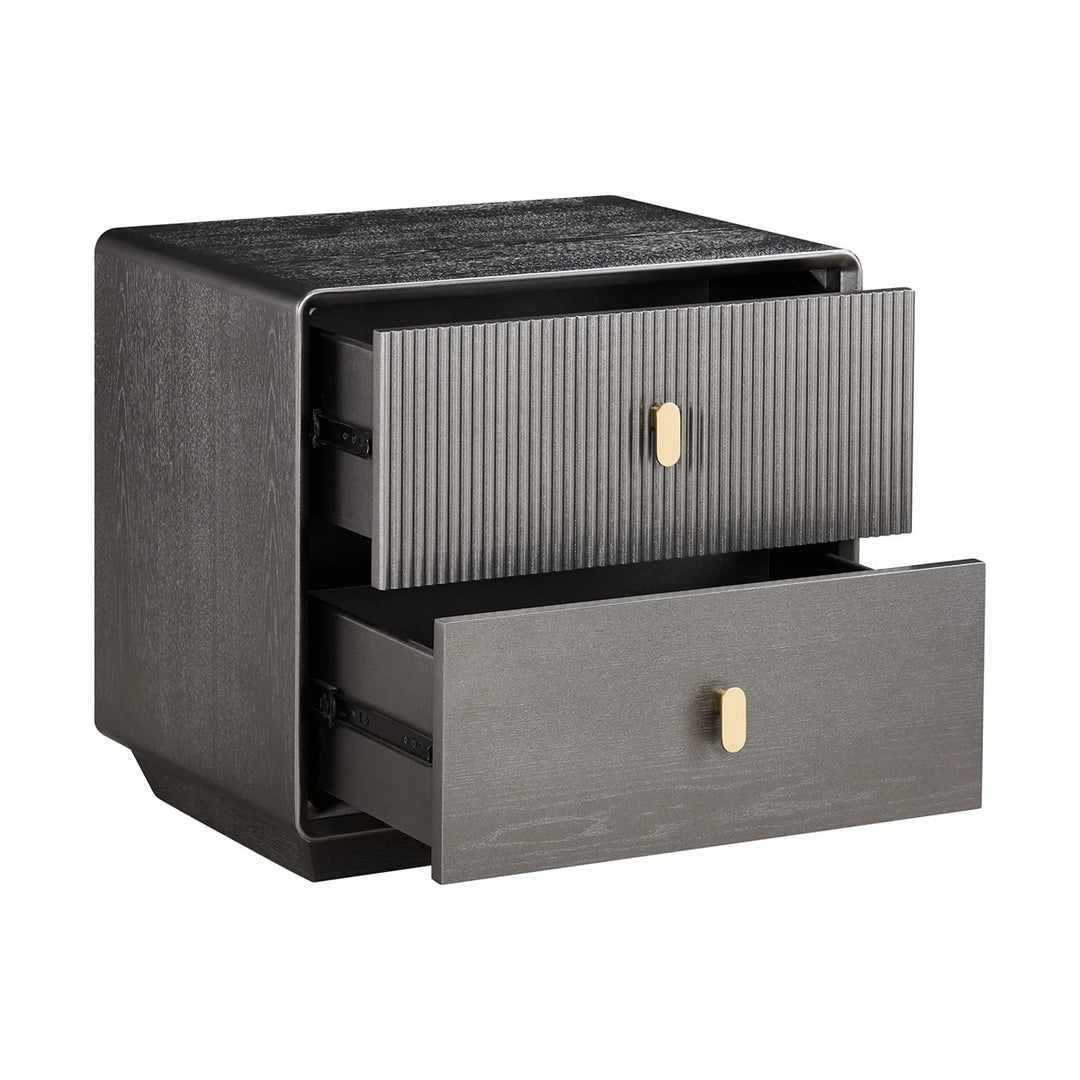 Dorota Two Drawer Bedside Table - Brown Grey