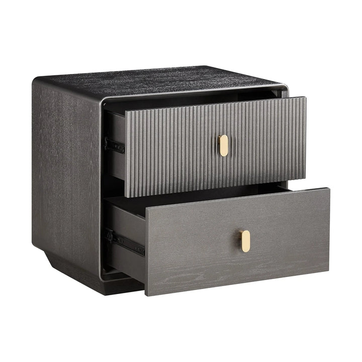 Dorota Two Drawer Bedside Table - Brown Grey