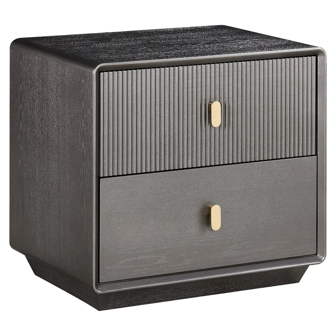 Dorota Two Drawer Bedside Table - Brown Grey