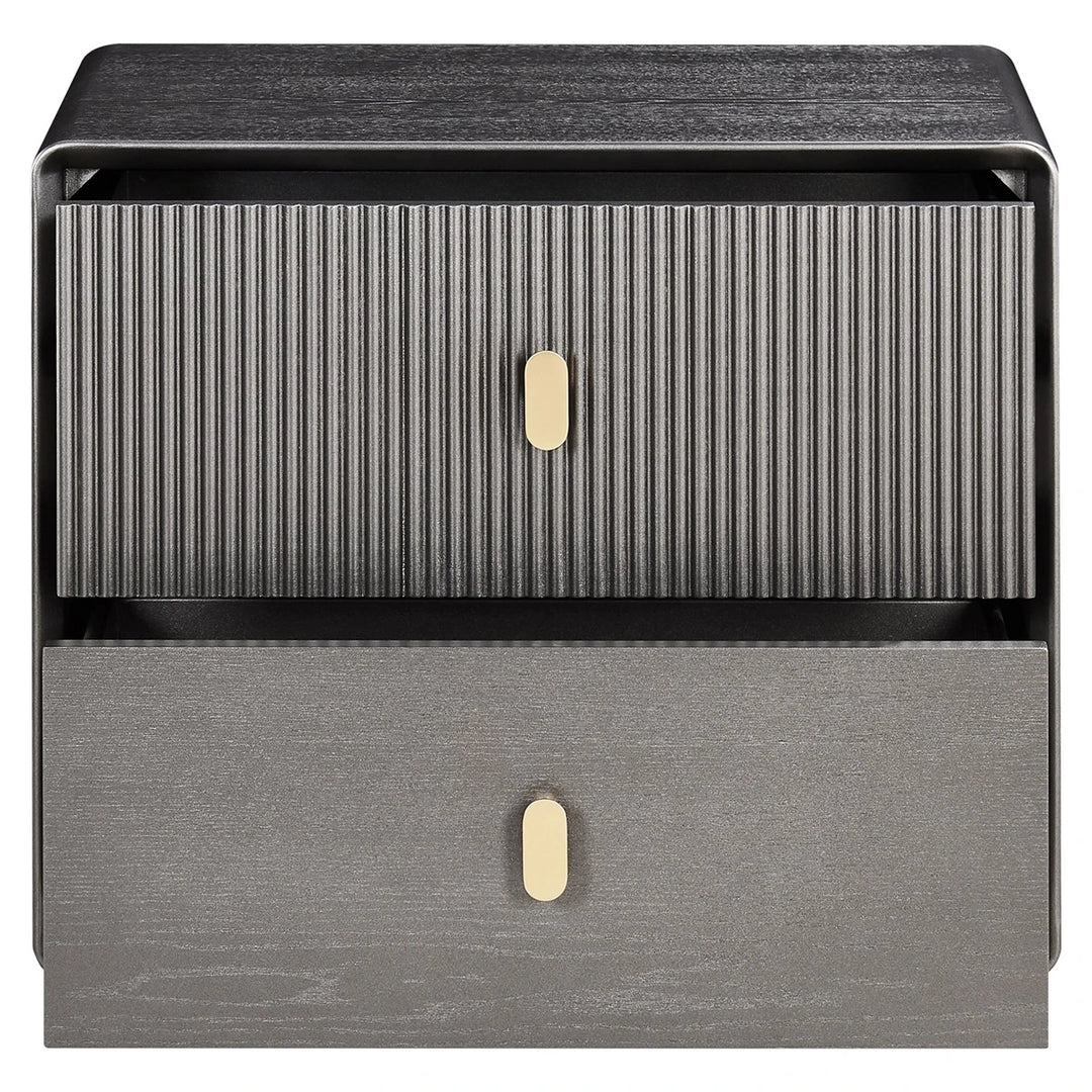 Dorota Two Drawer Bedside Table - Brown Grey