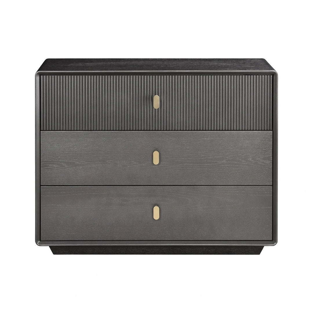 Dorota Wood Veneer Three Drawer Chest - Brown Grey