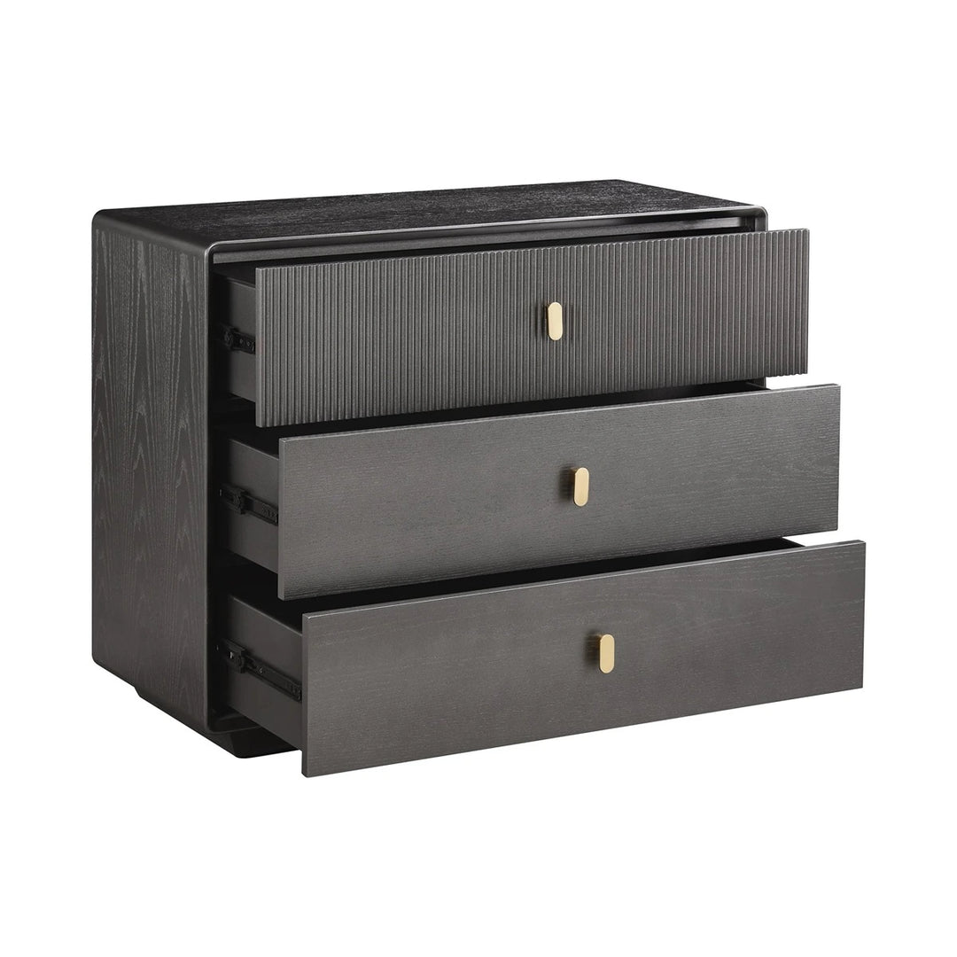 Dorota Wood Veneer Three Drawer Chest - Brown Grey
