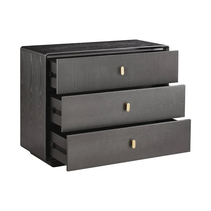 Dorota Wood Veneer Three Drawer Chest - Brown Grey