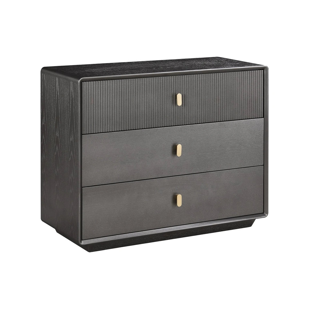 Dorota Wood Veneer Three Drawer Chest - Brown Grey