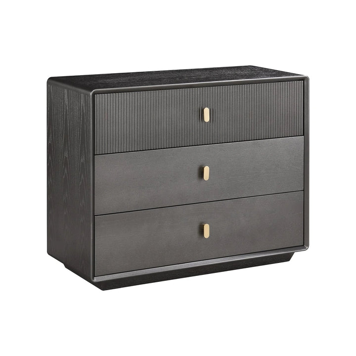 Dorota Wood Veneer Three Drawer Chest - Brown Grey