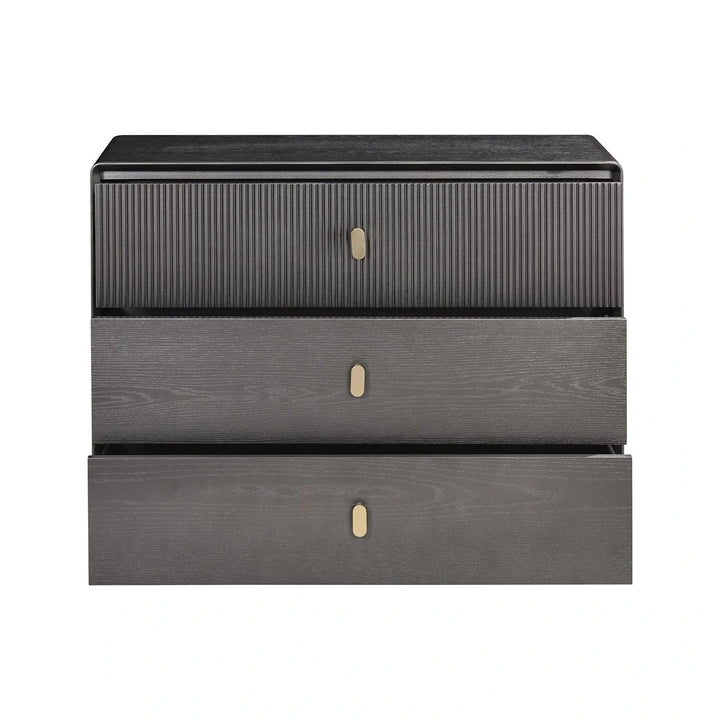 Dorota Wood Veneer Three Drawer Chest - Brown Grey