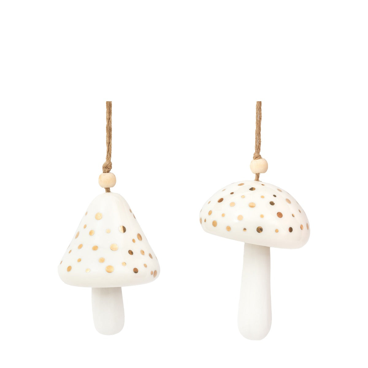 Gallery Interiors Pearly White Hanging Mushrooms (Pack of 2)