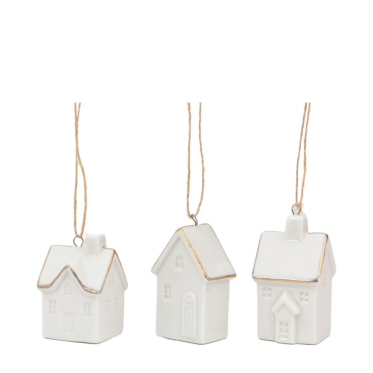 Gallery Interiors Pearly White Hanging House Ornaments (Pack of 3)