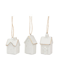 Gallery Interiors Pearly White Hanging House Ornaments (Pack of 3)