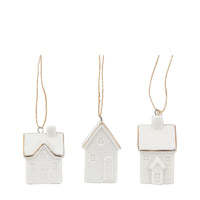 Gallery Interiors Pearly White Hanging House Ornaments (Pack of 3)