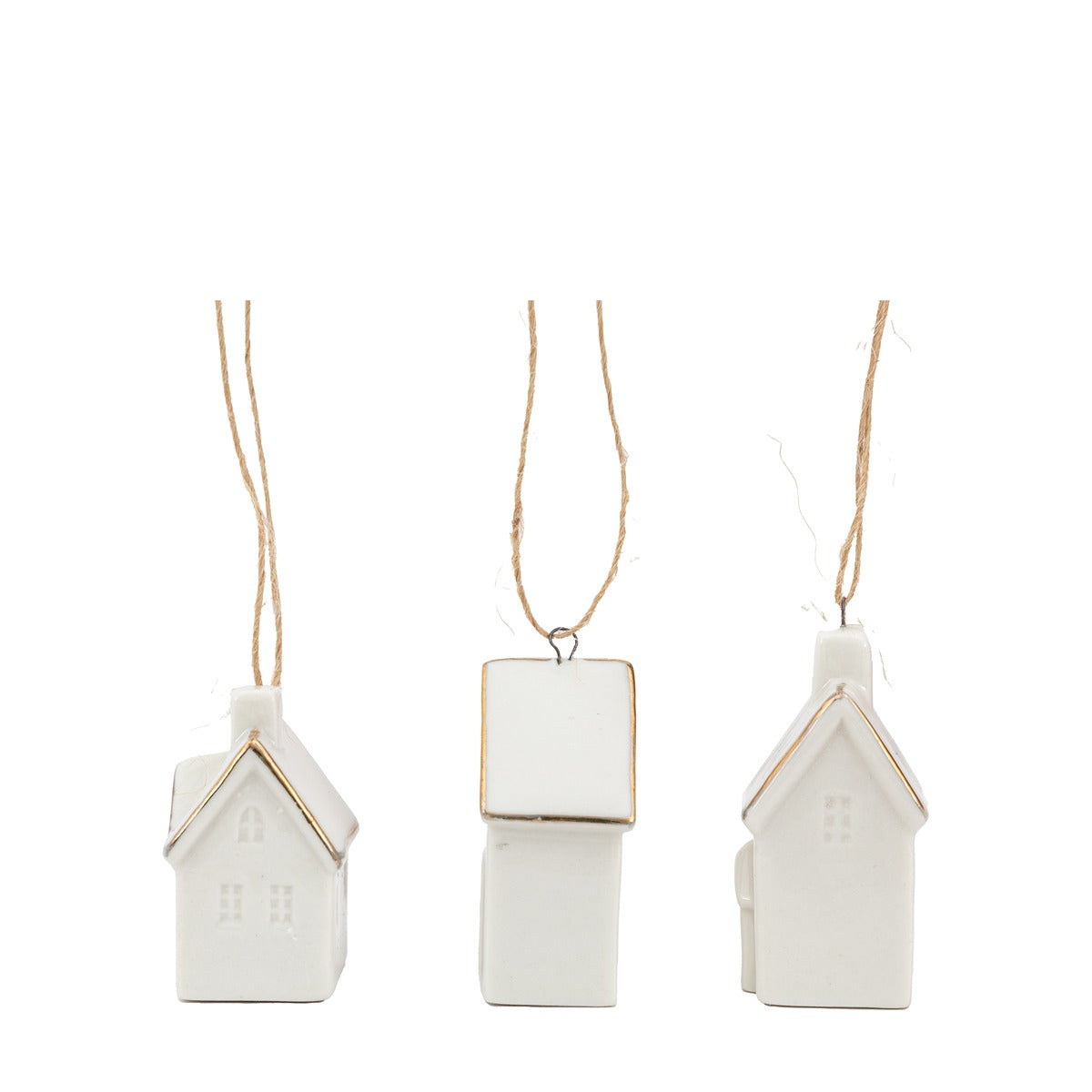 Gallery Interiors Pearly White Hanging House Ornaments (Pack of 3)