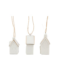 Gallery Interiors Pearly White Hanging House Ornaments (Pack of 3)