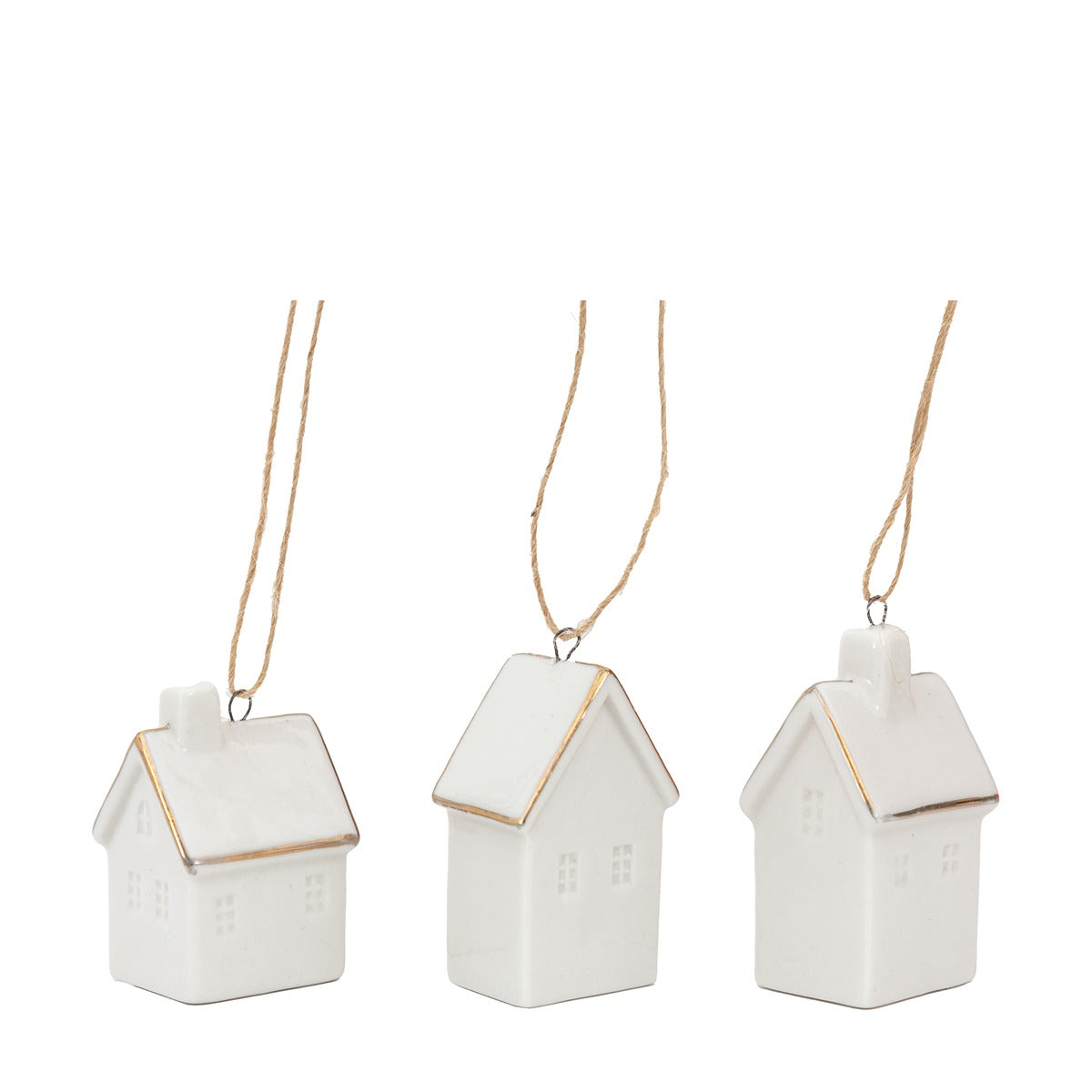 Gallery Interiors Pearly White Hanging House Ornaments (Pack of 3)