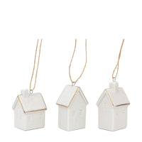 Gallery Interiors Pearly White Hanging House Ornaments (Pack of 3)