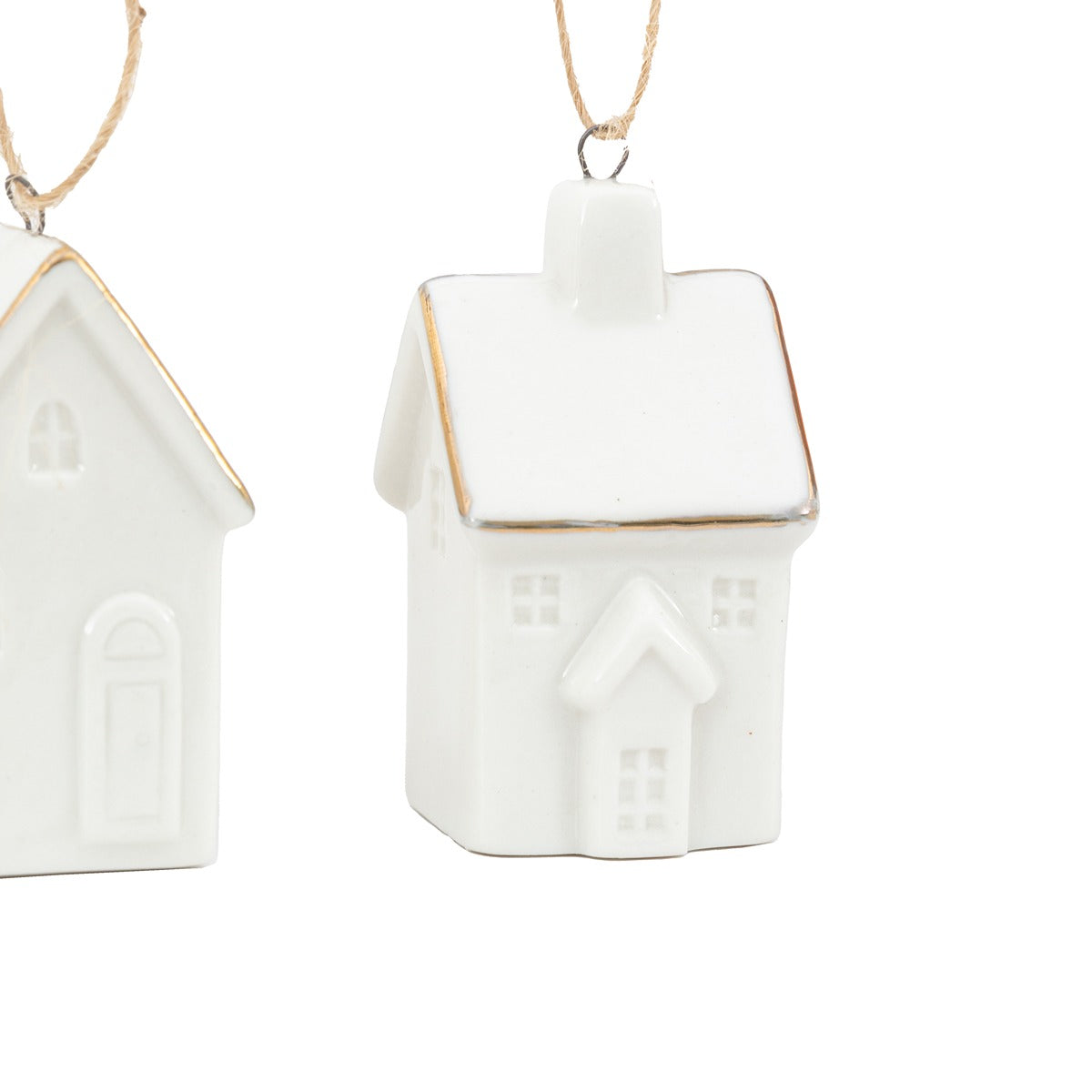 Gallery Interiors Pearly White Hanging House Ornaments (Pack of 3)