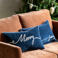 Gallery Interiors Merry Midnight Joy Cushion in Navy - 30x50cm