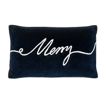 Gallery Interiors Merry Midnight Merry Cushion in Navy - 30x50cm