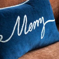 Gallery Interiors Merry Midnight Merry Cushion in Navy - 30x50cm