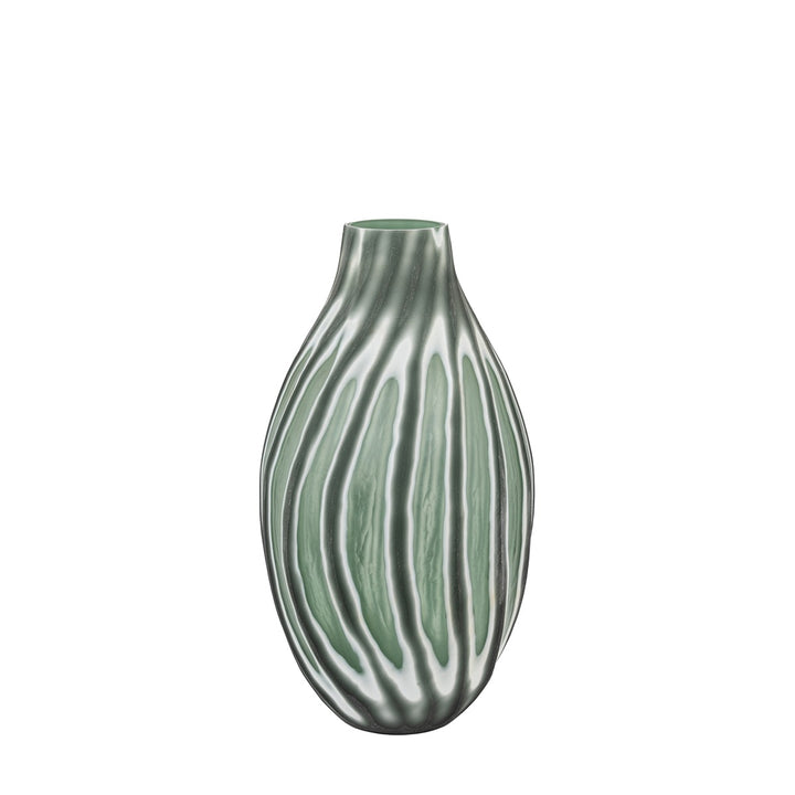 Morella Swirl Hand Carved Glass Round Vase - Sage GalleryDirect 1