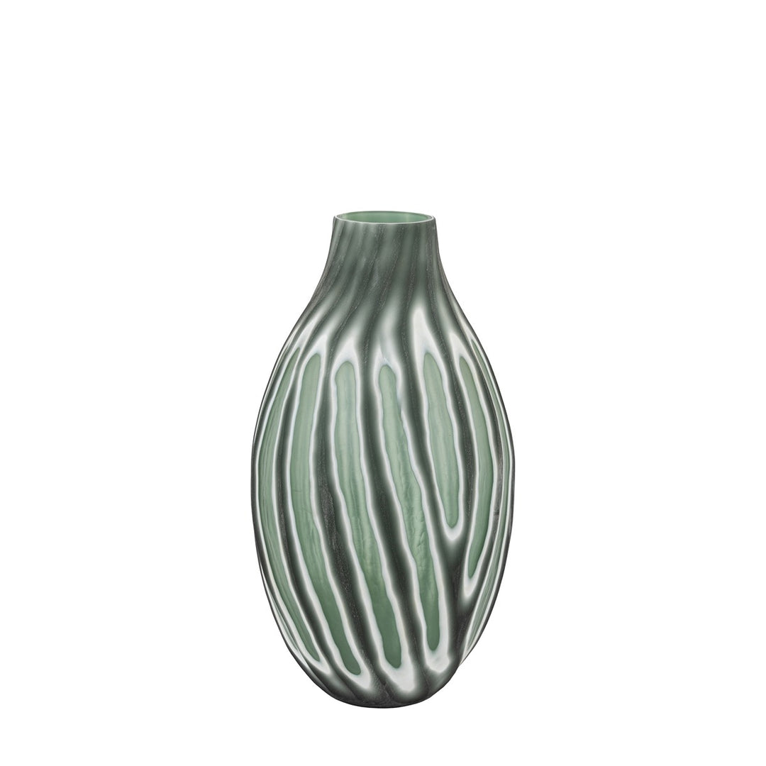 Morella Swirl Hand Carved Glass Round Vase - Sage GalleryDirect 2