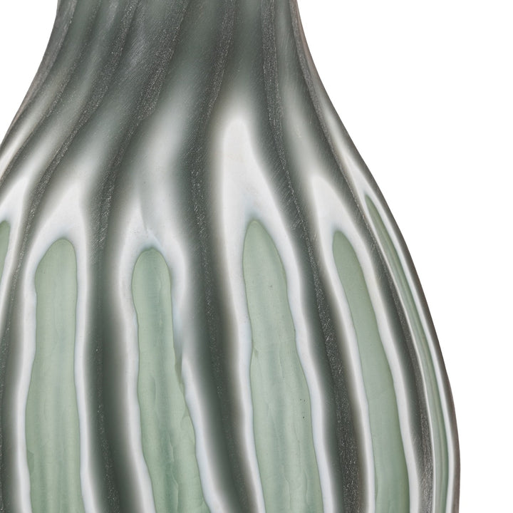 Morella Swirl Hand Carved Glass Round Vase - Sage GalleryDirect 3