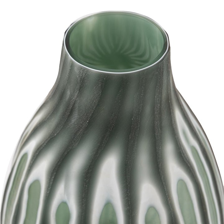 Morella Swirl Hand Carved Glass Round Vase - Sage GalleryDirect 4
