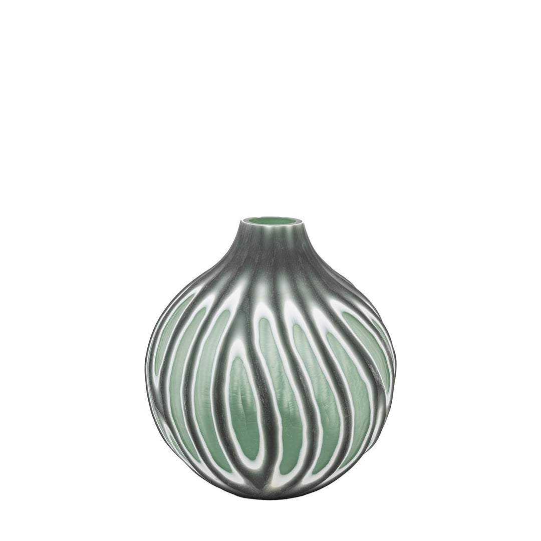 Morella Swirl Hand Carved Glass Tall Vase - Sage GalleryDirect 1