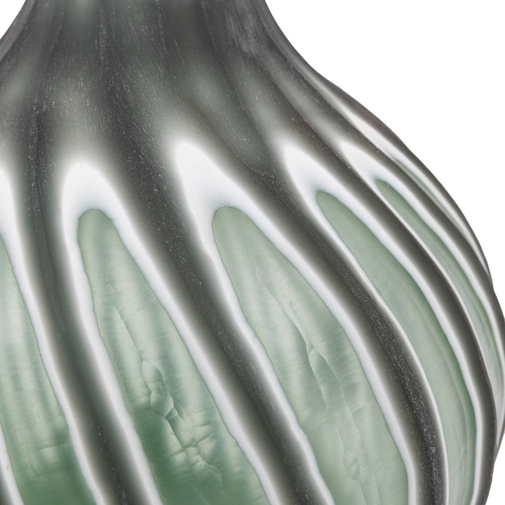 Morella Swirl Hand Carved Glass Tall Vase - Sage GalleryDirect 3
