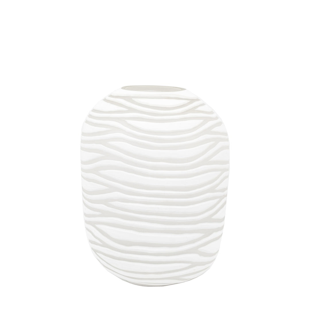 Andorra Handblown Carved Glass Vase - White GalleryDirect 10