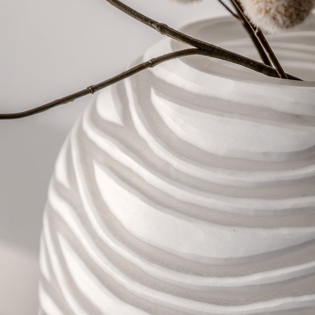 Andorra Handblown Carved Glass Vase - White GalleryDirect 12