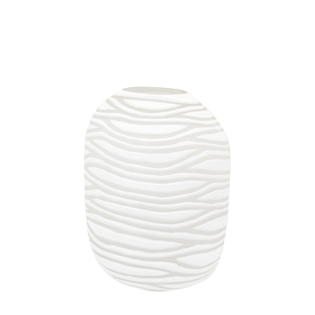 Andorra Handblown Carved Glass Vase - White GalleryDirect 13