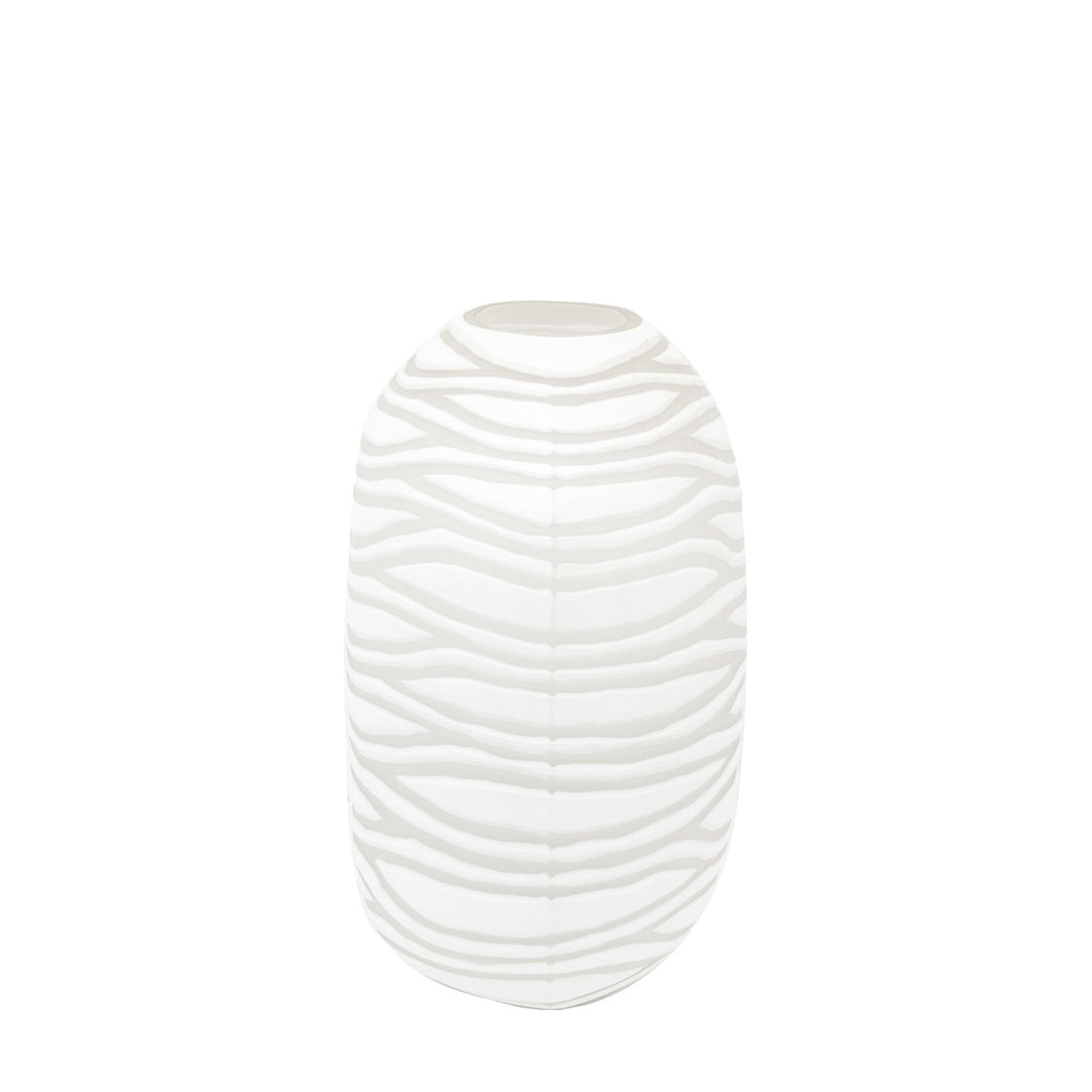Andorra Handblown Carved Glass Vase - White GalleryDirect 14