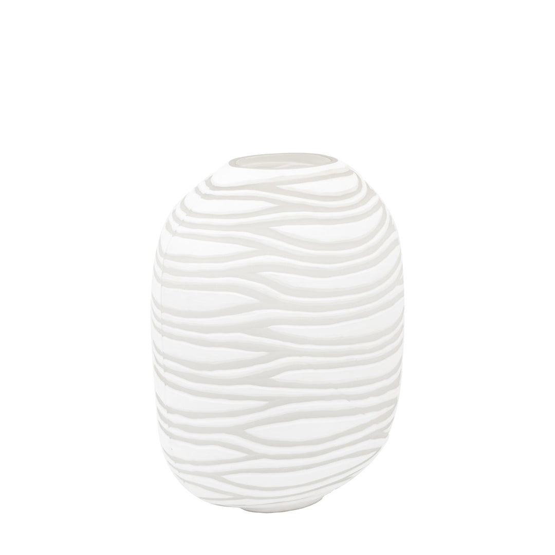 Andorra Handblown Carved Glass Vase - White GalleryDirect 15