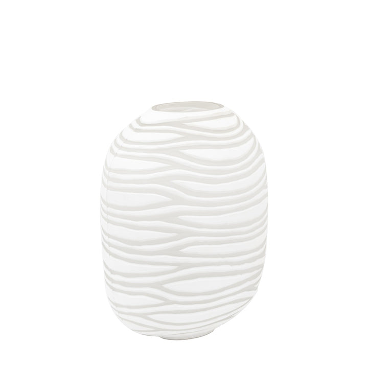 Andorra Handblown Carved Glass Vase - White GalleryDirect 15